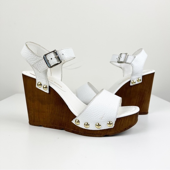 Christian Di Riccio Shoes - Christian Di Riccio White Platform Wedge Heel Slingback Sandal Size 38